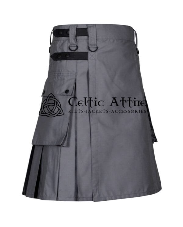 Gray Cotton Utility Kilt - Image 3