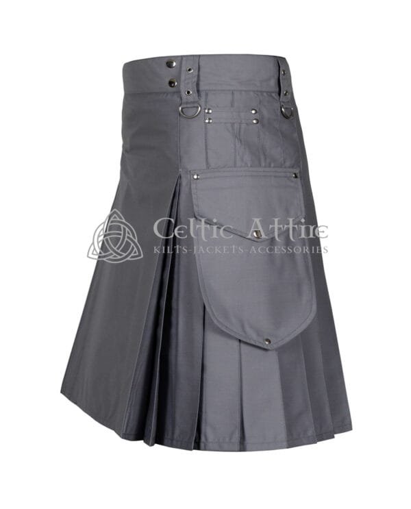 Gray Cotton Utility Kilt - Image 2