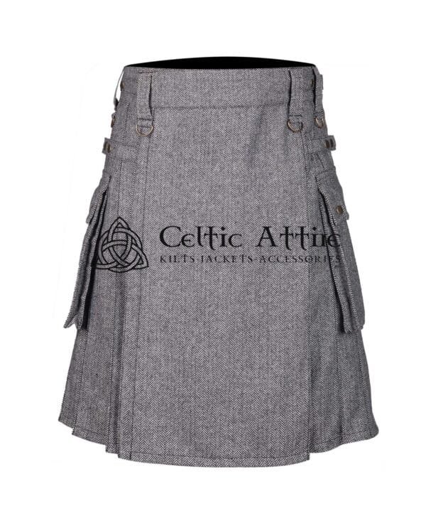 Gray Tweed Utility Kilt