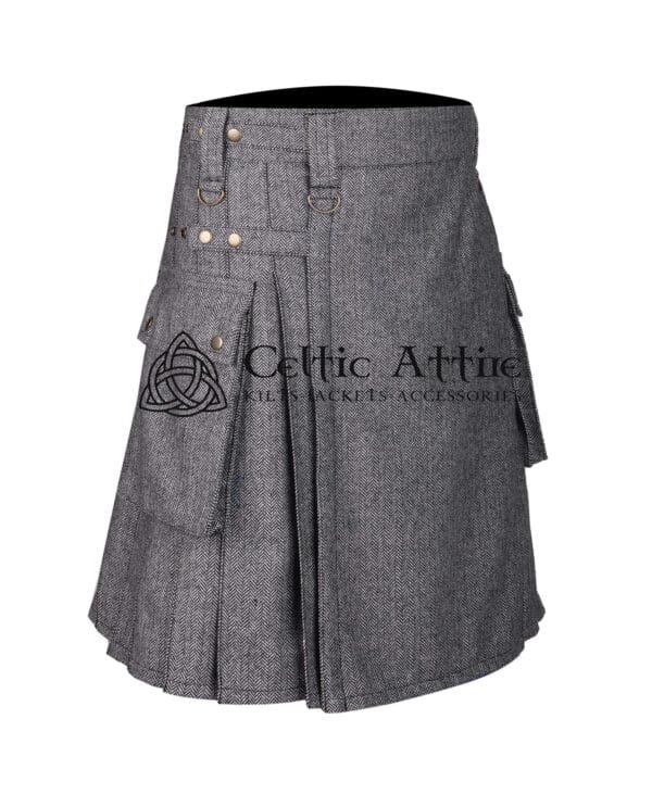 Gray Tweed Utility Kilt - Image 2