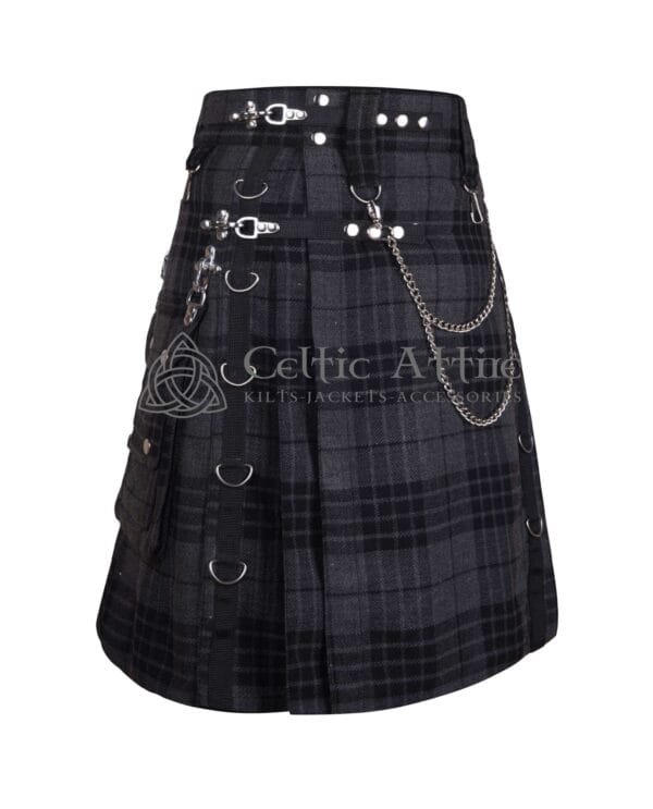 Gray Watch Gothic Kilt with Silver Accessories - Image 3