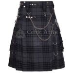 Gray Watch Gothic Kilt with Silver Accessories