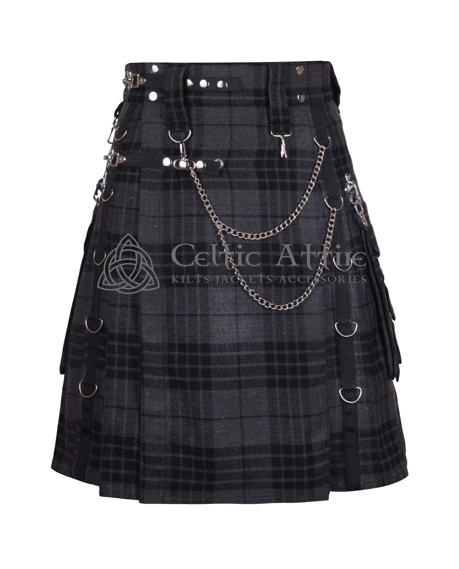 Gray Watch Gothic Kilt with Silver Accessories