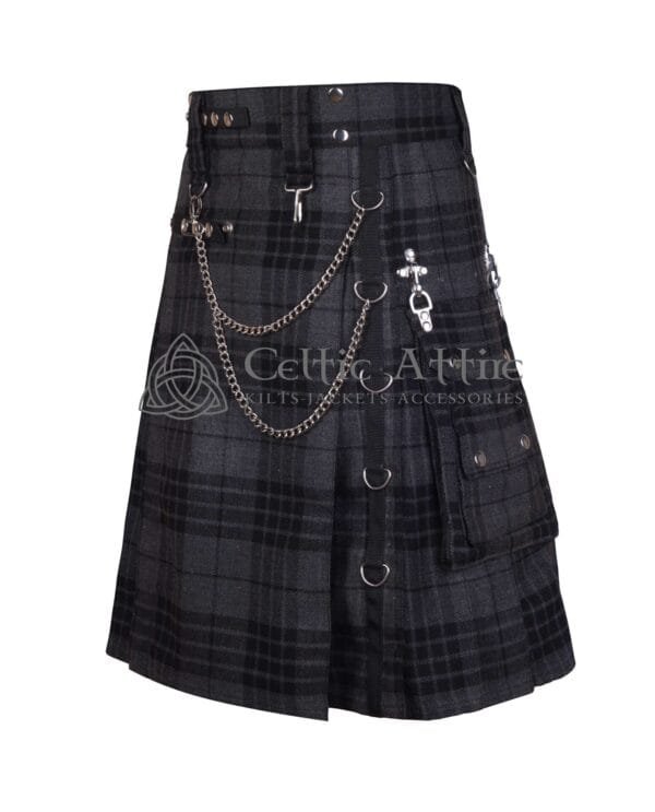 Gray Watch Gothic Kilt with Silver Accessories - Image 2