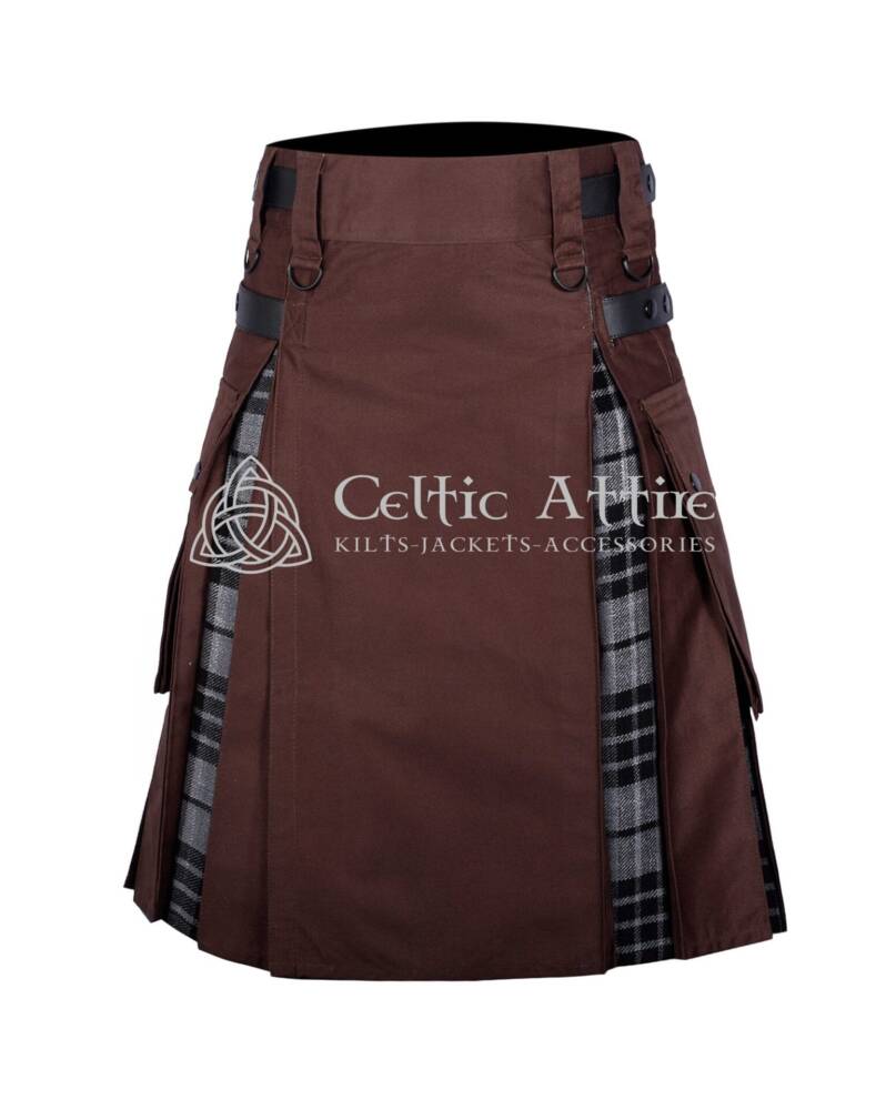Gray-Watch-Tartan-Hybrid-Utility-Kilt-Front-View Gray Watch Tartan Hybrid Utility Kilt