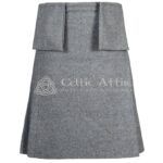 Gray Wool 8 Yard Kilt with Detachable Pockets