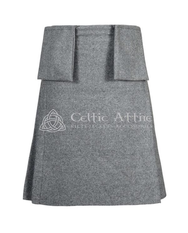 Gray Wool 8 Yard Kilt with Detachable Pockets