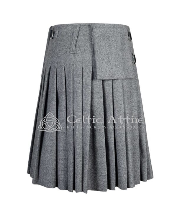 Gray Wool 8 Yard Kilt with Detachable Pockets - Image 2