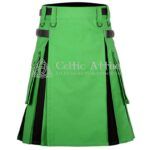 Green Black Cotton Hybrid Utility Kilt