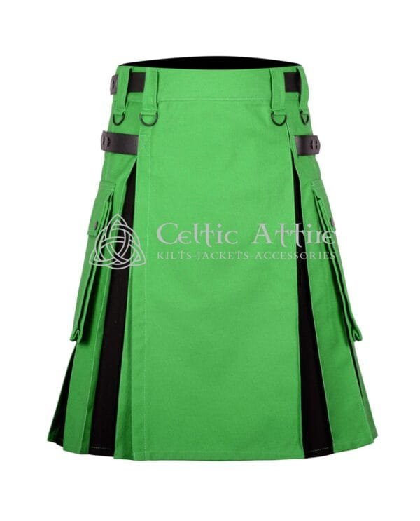 Green Black Cotton Hybrid Utility Kilt