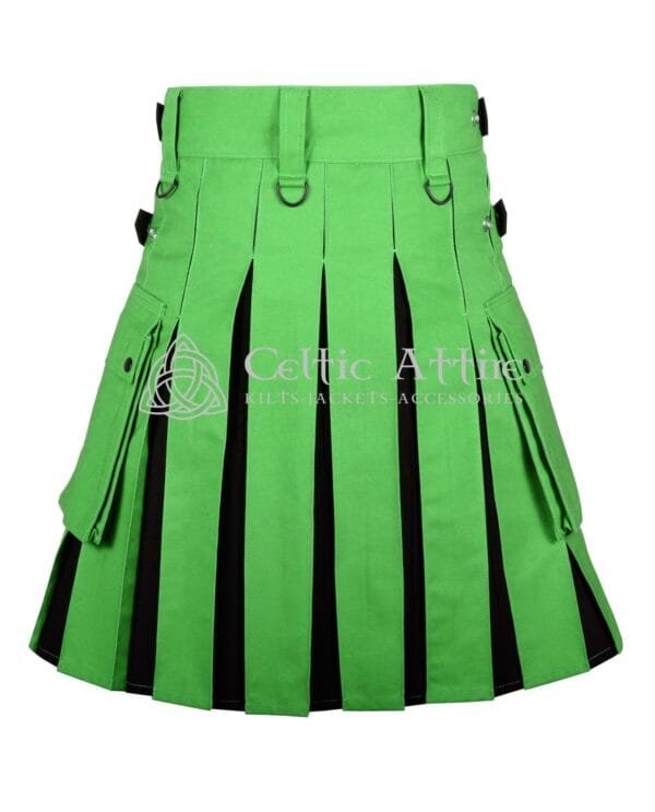 Green Black Cotton Hybrid Utility Kilt - Image 2