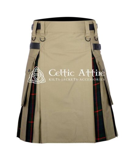 Khaki Cotton Gunn Tartan Hybrid Utility Kilt