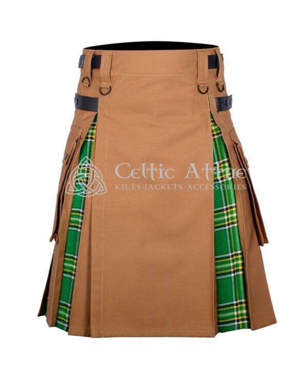 Camel Cotton Irish Hybrid Utility Canvas Kilt