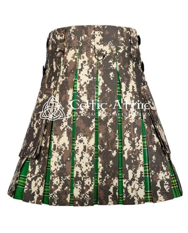 Irish Tartan Hybrid Kilt with Digital Camo Cotton - Image 4