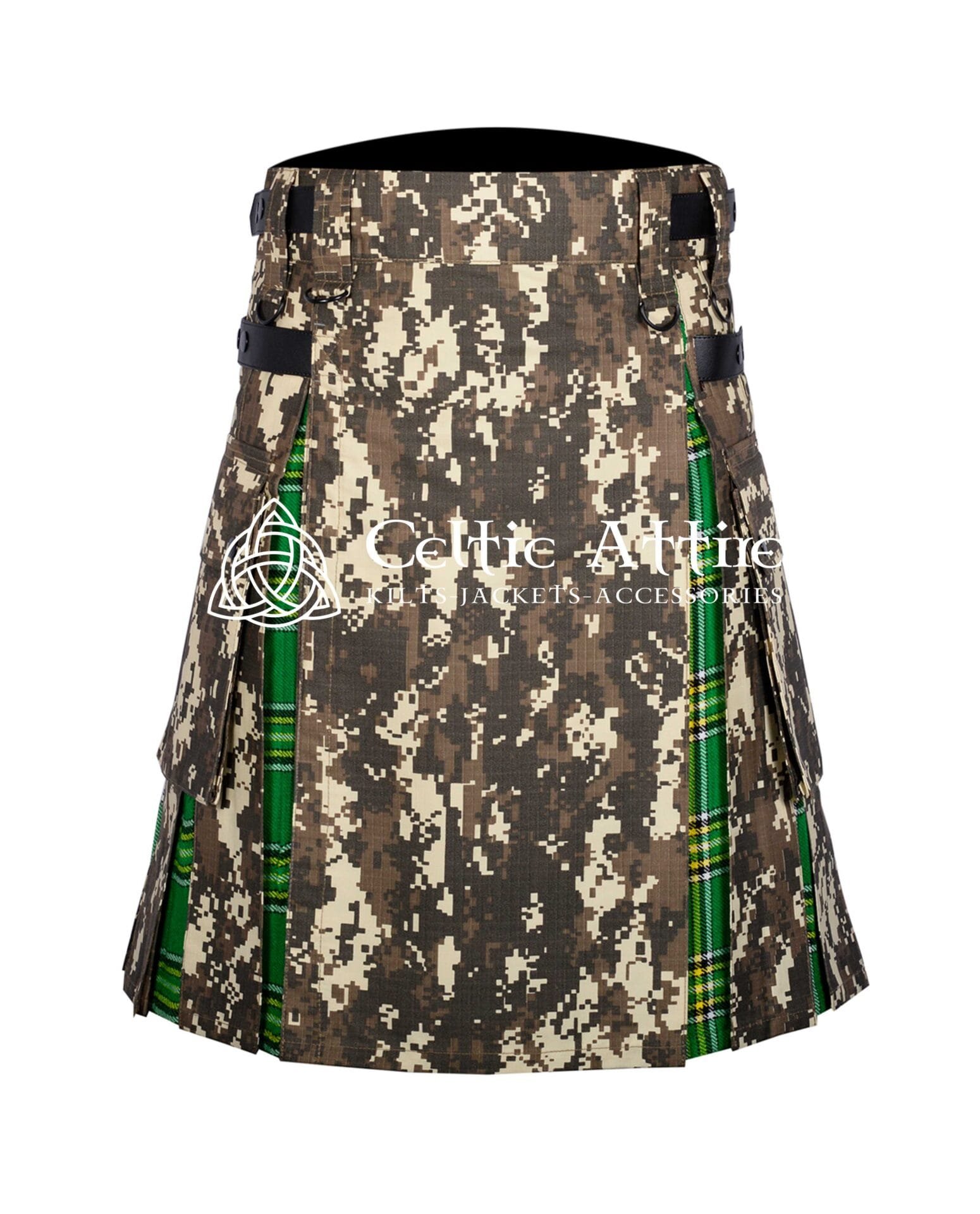 Irish Tartan Hybrid Kilt with Digital Camo Cotton