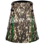 Irish Tartan Hybrid Kilt with Digital Camo Cotton