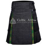 Black Cotton Irish Tartan Hybrid Utility Kilt