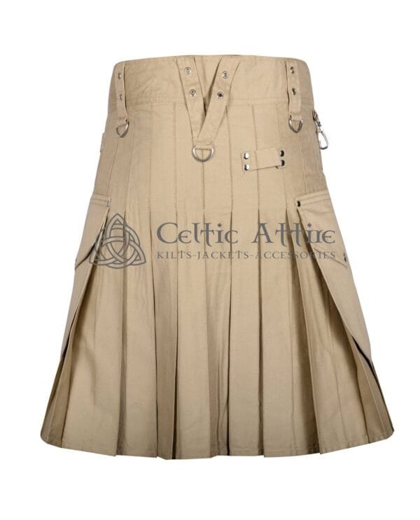 Khaki Cotton Utility Kilt - Image 3