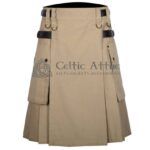 Khaki Cotton Utility Kilt