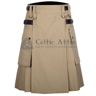 Khaki Cotton Utility Kilt