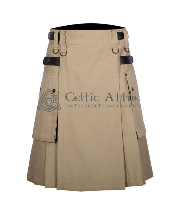 Khaki Cotton Utility Kilt