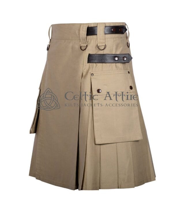 Khaki Cotton Utility Kilt - Image 2