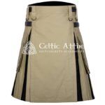 Khaki and Black Cotton Hybrid Utility Kilt