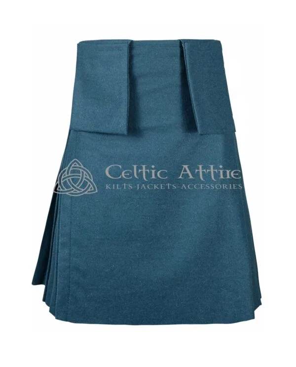 Lovat Blue Wool 8 Yard Kilt with Detachable Pockets