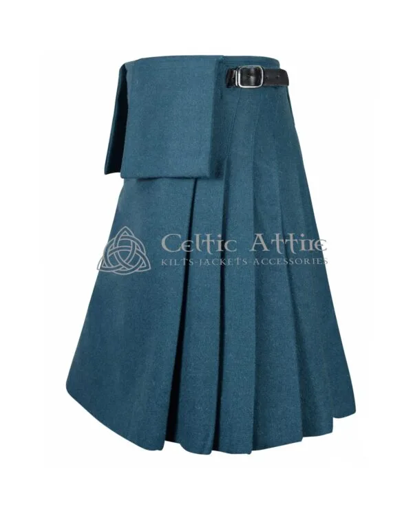 Lovat Blue Wool 8 Yard Kilt with Detachable Pockets - Image 2