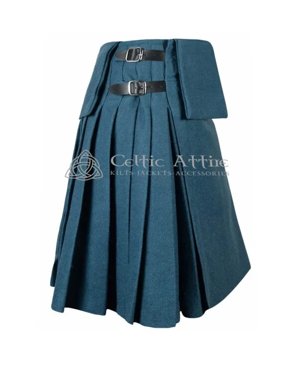 Lovat Blue Wool 8 Yard Kilt with Detachable Pockets - Image 3