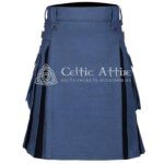 Lovat Blue and Black Wool Hybrid Kilt