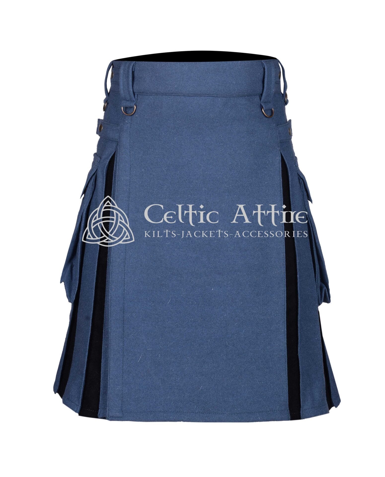 Lovat Blue and Black Wool Hybrid Kilt