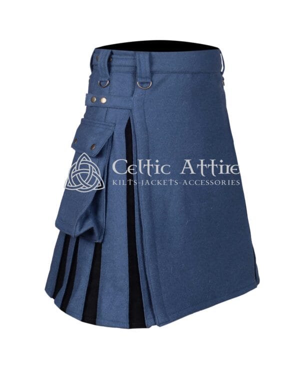 Lovat Blue and Black Wool Hybrid Kilt - Image 2