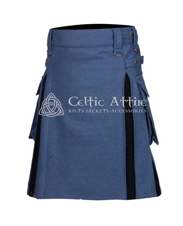 Lovat Blue and Black Wool Hybrid Kilt - Image 3