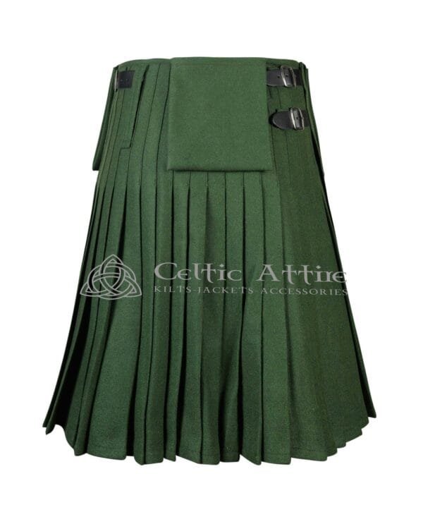 Lovat Green wool 8 Yard Kilt with Detachable Pockets - Image 2