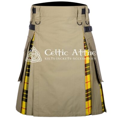 Khaki Cotton Macleod of Lewis Tartan Hybrid Kilt