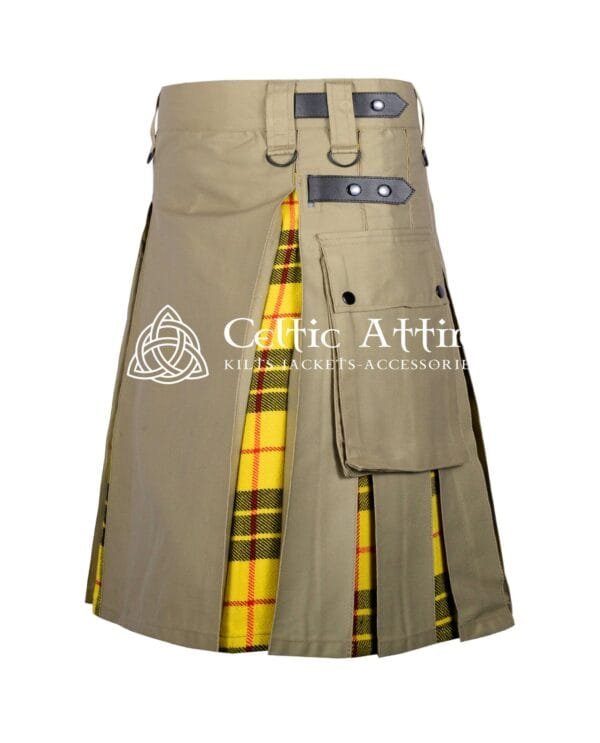 Khaki Cotton Macleod of Lewis Tartan Hybrid Kilt - Image 2