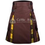 Brown Cotton Macleod of Lewis Tartan Hybrid Kilt
