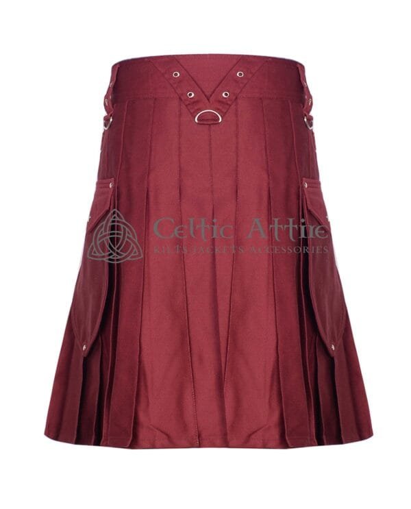 Maroon Cotton Utility Kilt - Image 3