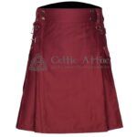 Maroon Cotton Utility Kilt