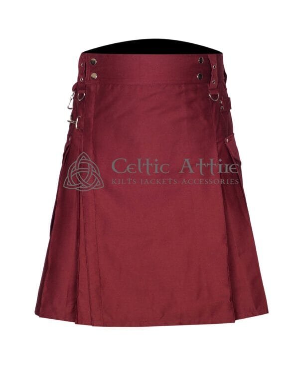 Maroon Cotton Utility Kilt