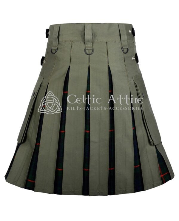 Olive Green Cotton Gunn Tartan Hybrid Utility Kilt - Image 2