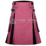 Pink and Black Cotton Hybrid Utility Kilt