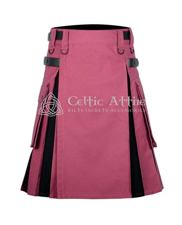 Pink and Black Cotton Hybrid Utility Kilt