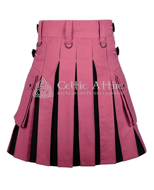 Pink and Black Cotton Hybrid Utility Kilt - Image 2