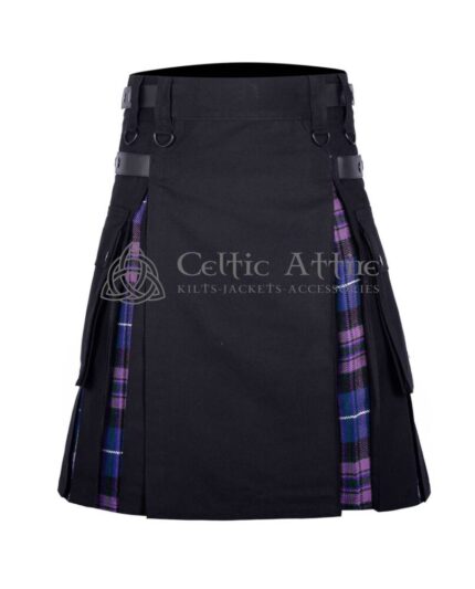 Black Cotton Pride of Scotland Tartan Hybrid Kilt