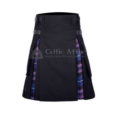 Black Cotton Pride of Scotland Tartan Hybrid Kilt