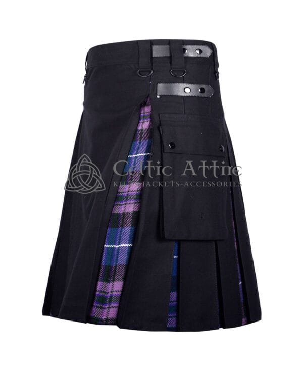 Black Cotton Pride of Scotland Tartan Hybrid Kilt - Image 3