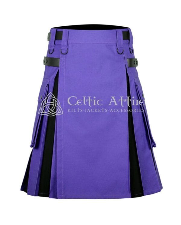 Purple Black Cotton Hybrid Utility Kilt