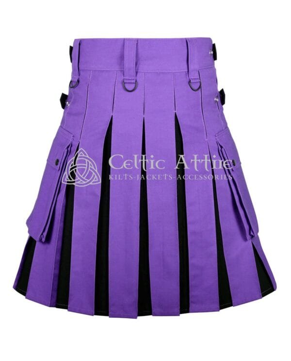 Purple Black Cotton Hybrid Utility Kilt - Image 2